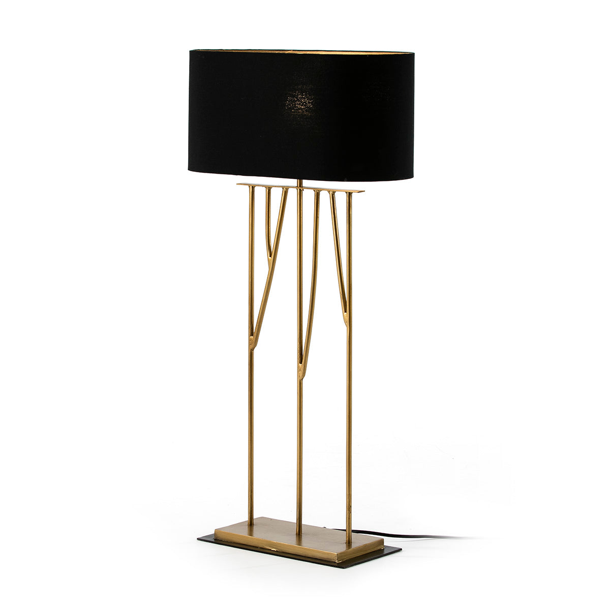 Veioza din Metal Auriu cu Abajur Negru Thai Natura