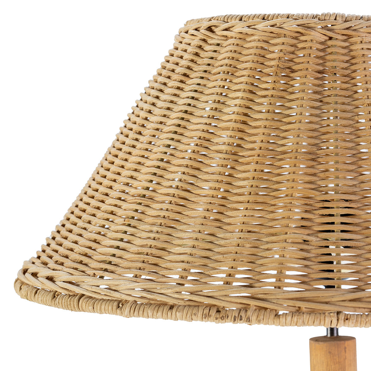 Lampadar de Podea Standard cu Abajur din Metal Lemn Ratan Auriu Natural Thai Natura