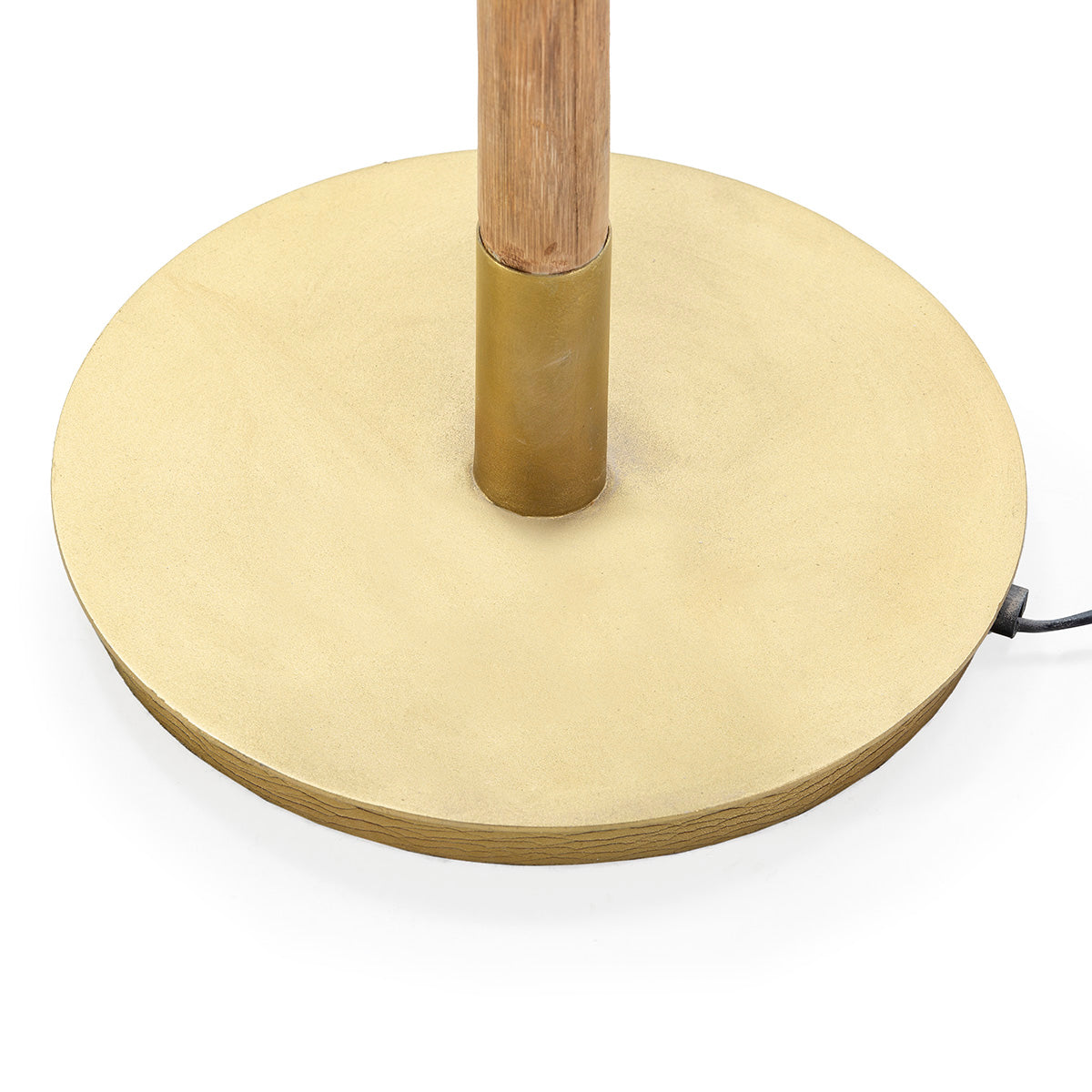 Lampadar de Podea Standard cu Abajur din Metal Lemn Ratan Auriu Natural Thai Natura