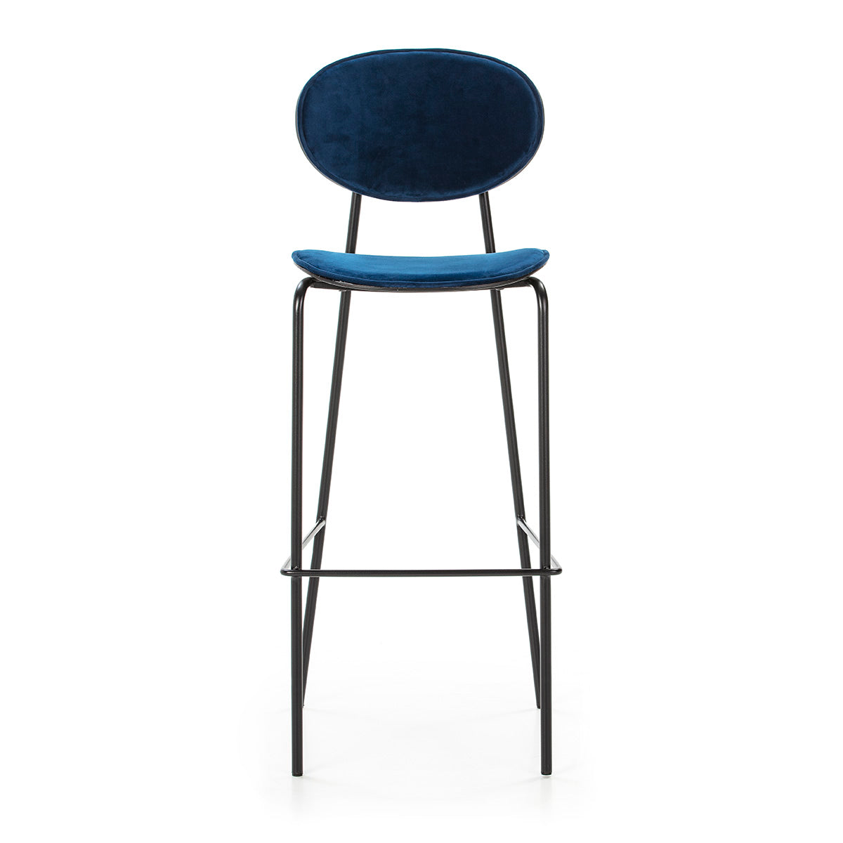 Scaun de Bar Confortabil din Metal Catifea Albastra Thai Natura