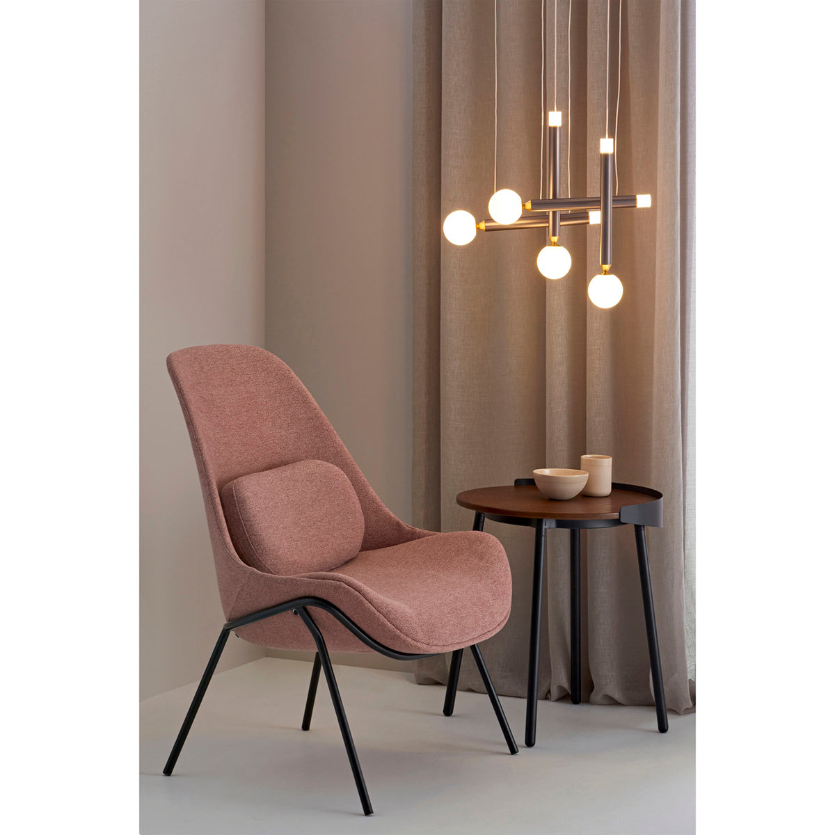 Fotoliu Metal Negru Stofa Roz Compact Thai Natura