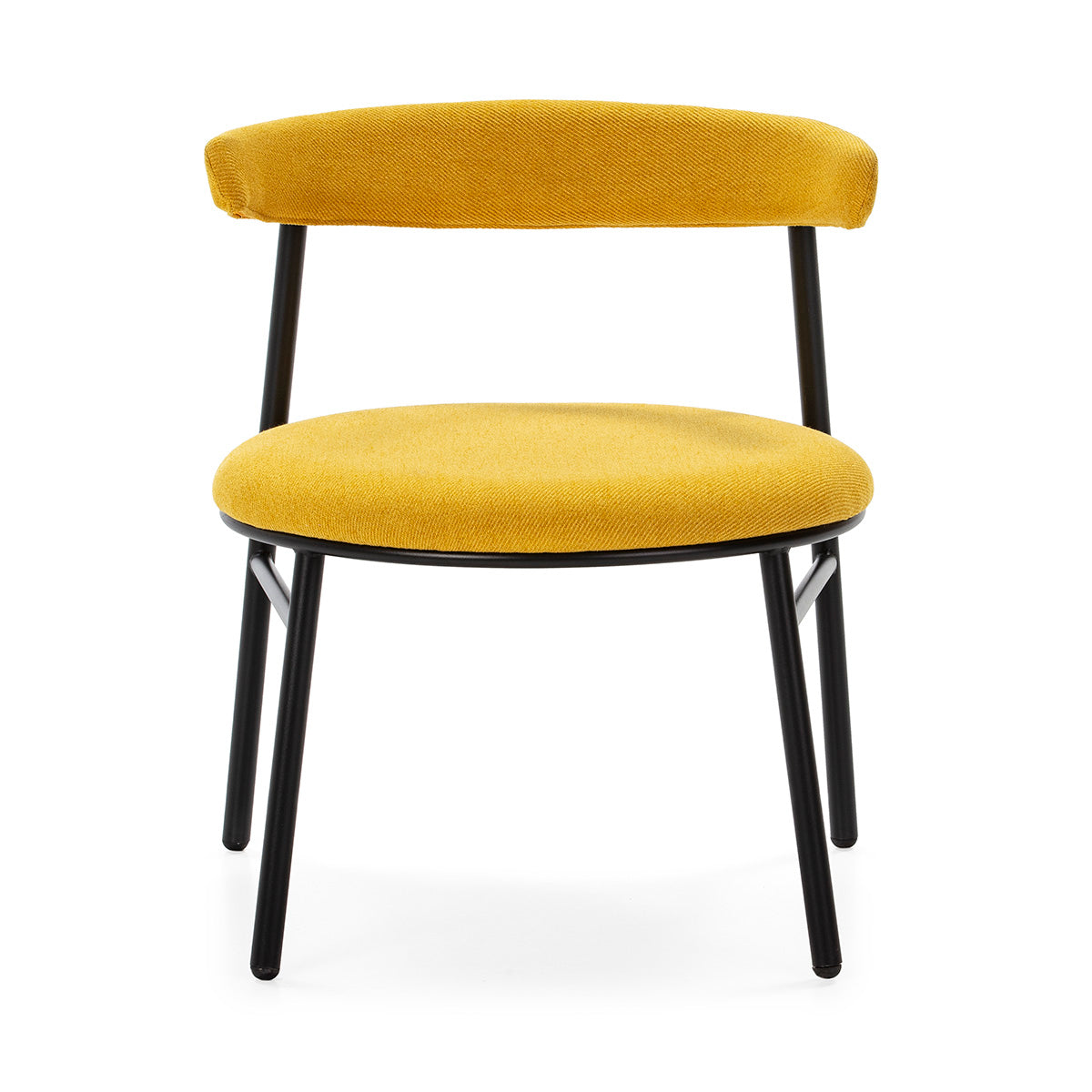 Scaun Modern din Metal Negru cu Tapiterie Galbena Thai Natura