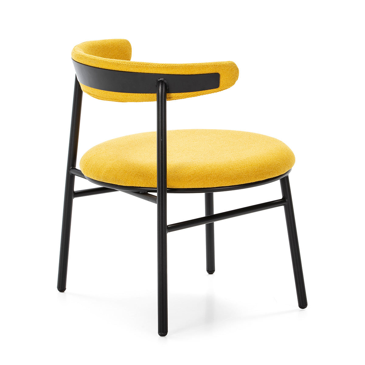 Scaun Modern din Metal Negru cu Tapiterie Galbena Thai Natura
