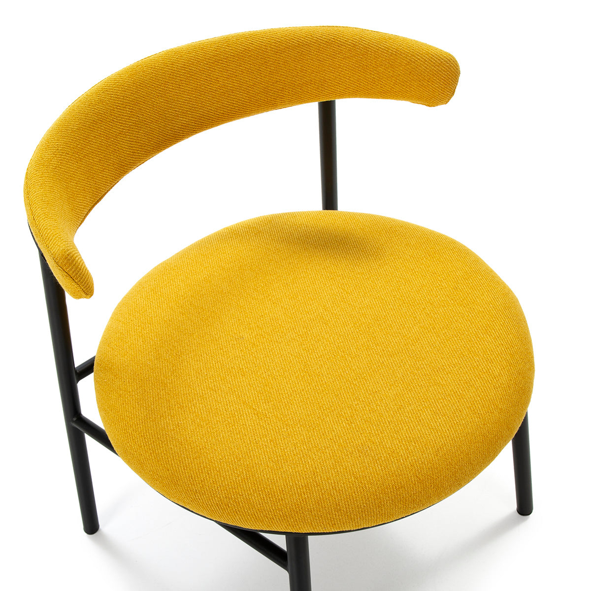 Scaun Modern din Metal Negru cu Tapiterie Galbena Thai Natura