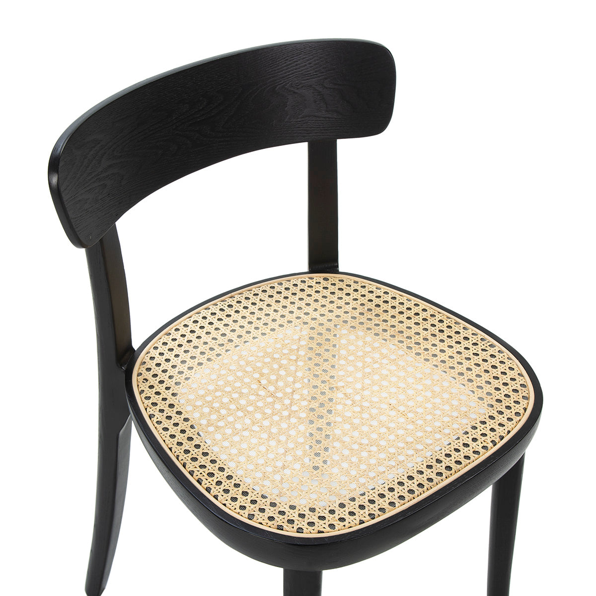 Scaun Modern din Lemn Negru Ratan Natural Thai Natura