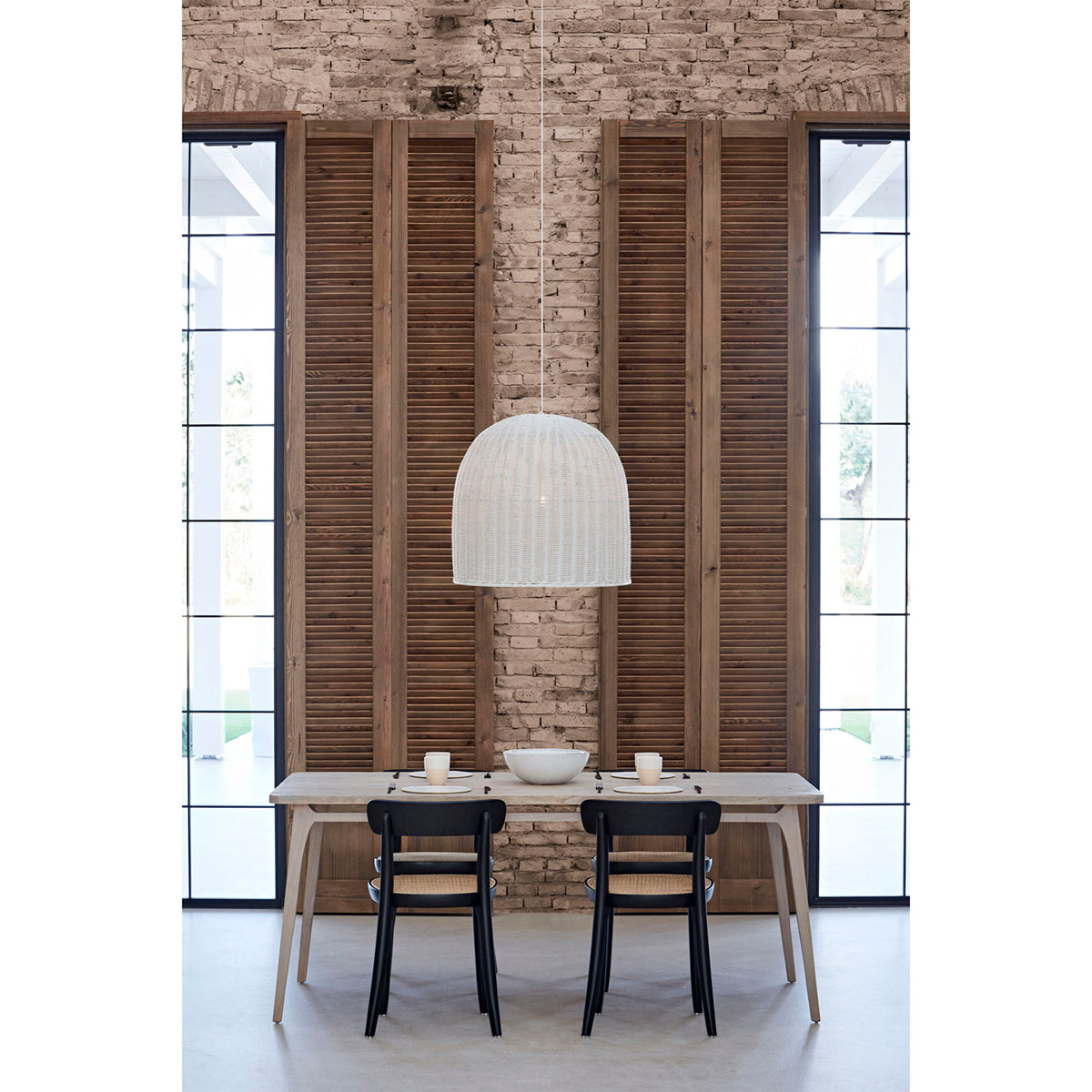 Scaun Modern din Lemn Negru Ratan Natural Thai Natura