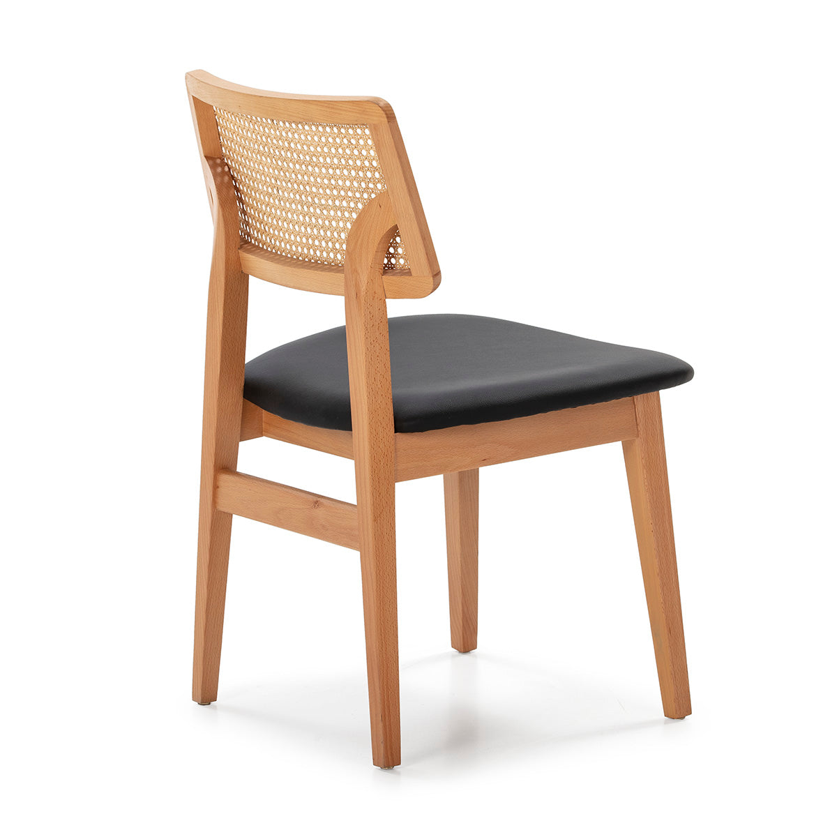 Scaun Natural din Lemn Piele Ecologica cu Ratan Thai Natura