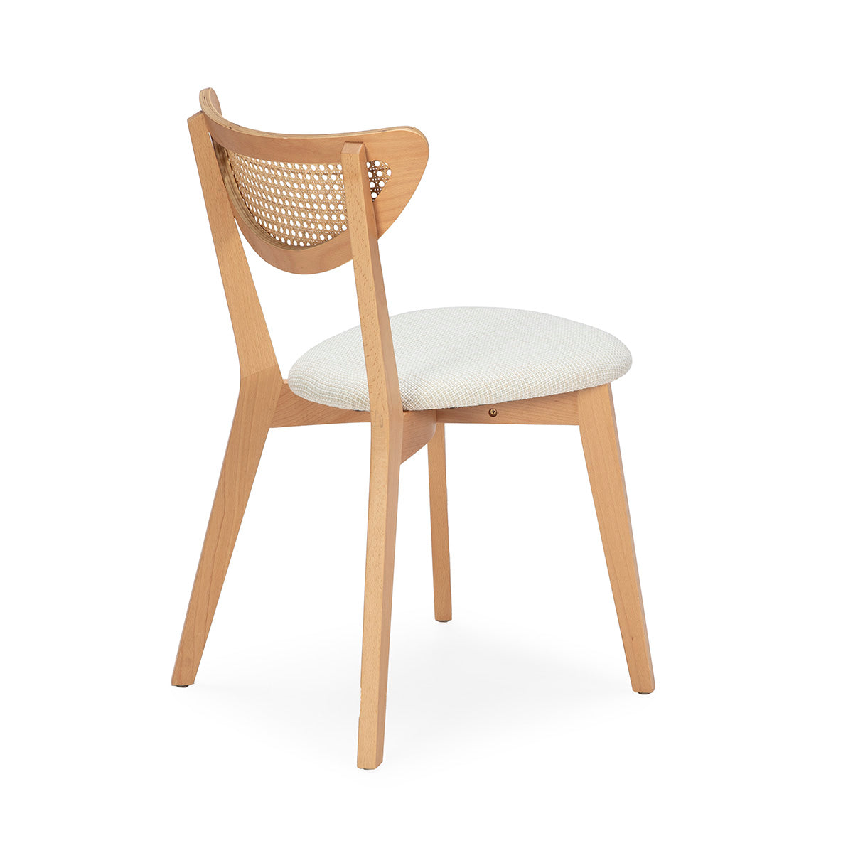 Scaun Lemn Natural Ratan Natural cu Tesatura Alba Thai Natura