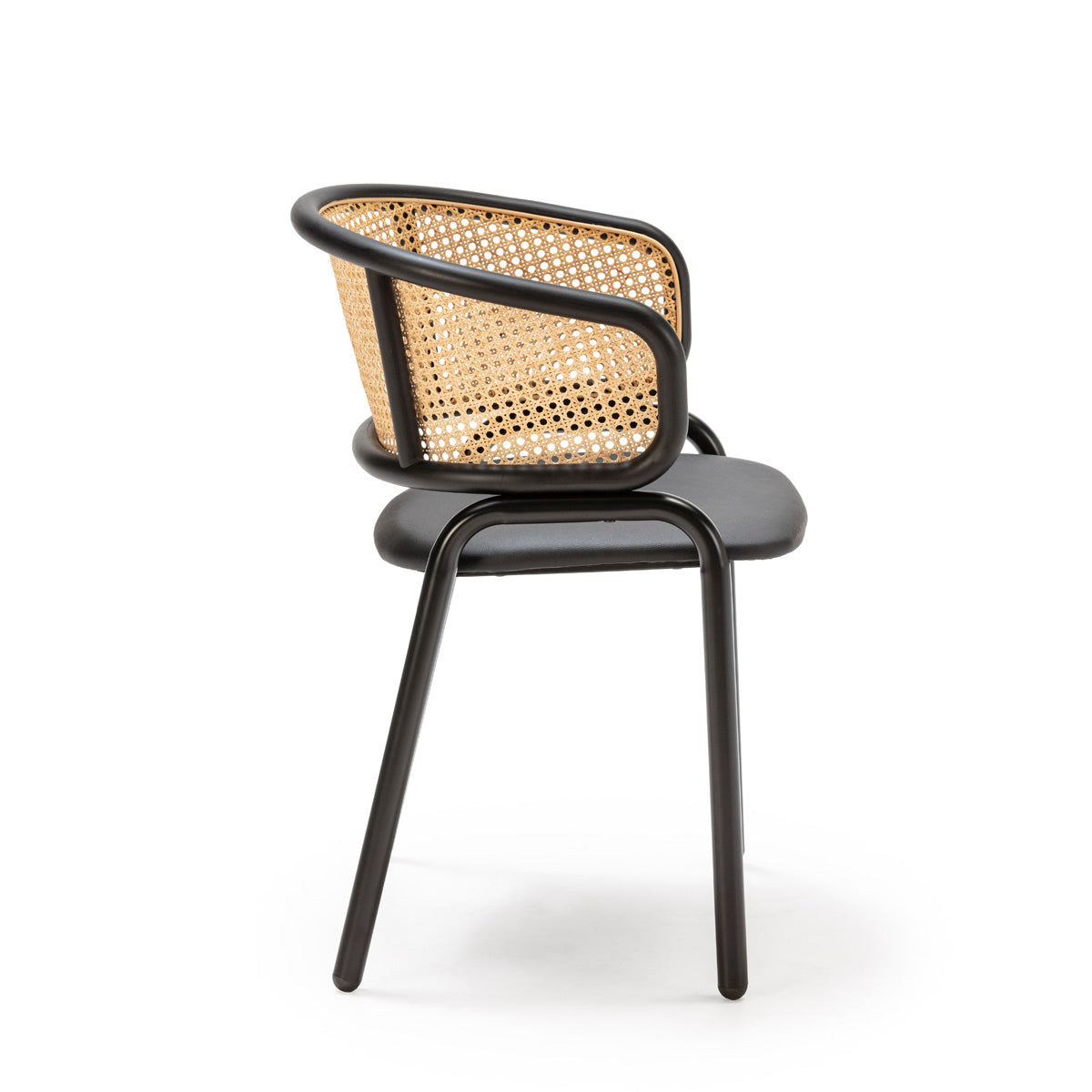 Scaun Ratan Metal Piele Natural Negru Thai Natura