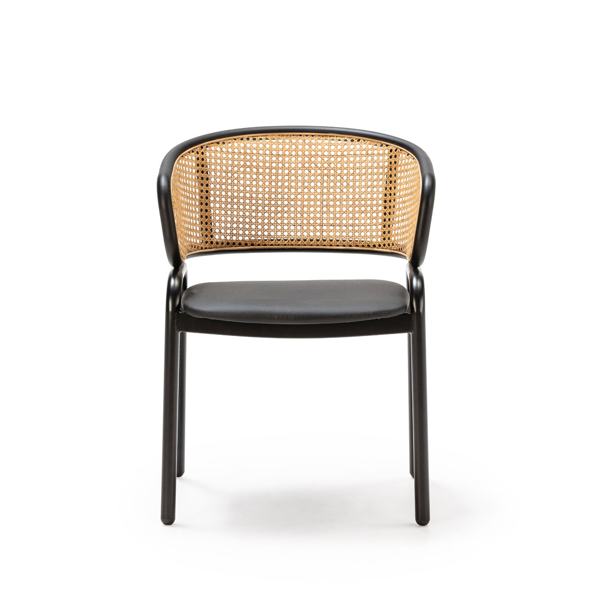 Scaun Ratan Metal Piele Natural Negru Thai Natura