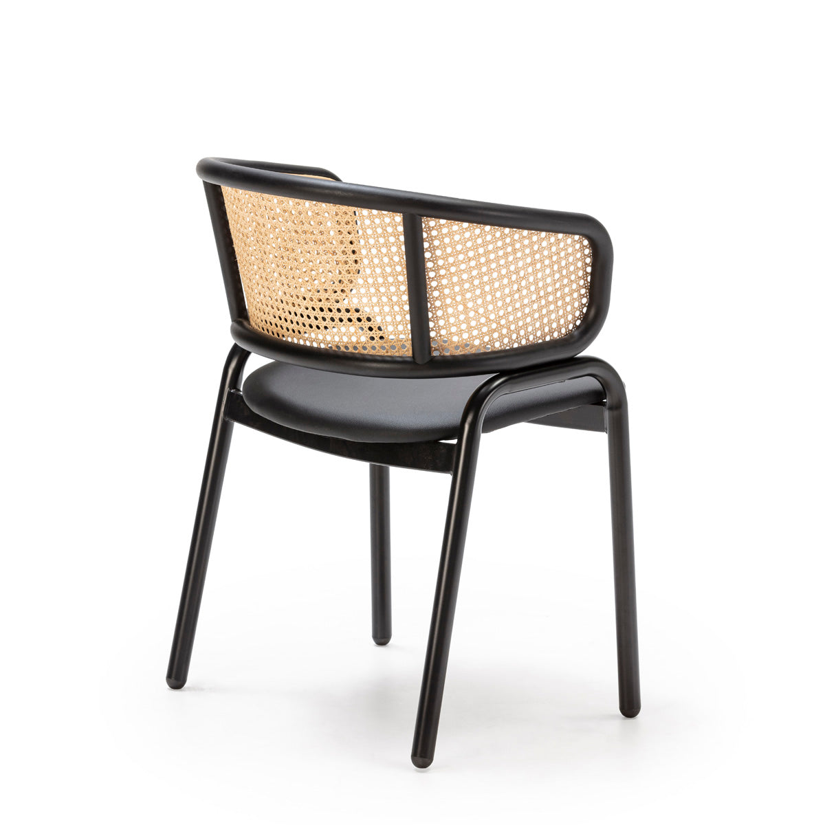 Scaun Ratan Metal Piele Natural Negru Thai Natura