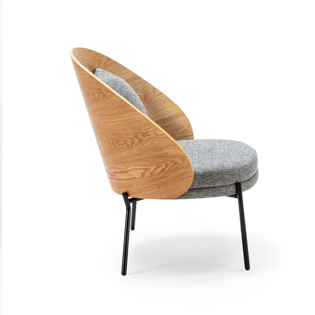 Fotoliu din Stofa Lemn de Fag Gri Natural Negru Thai Natura