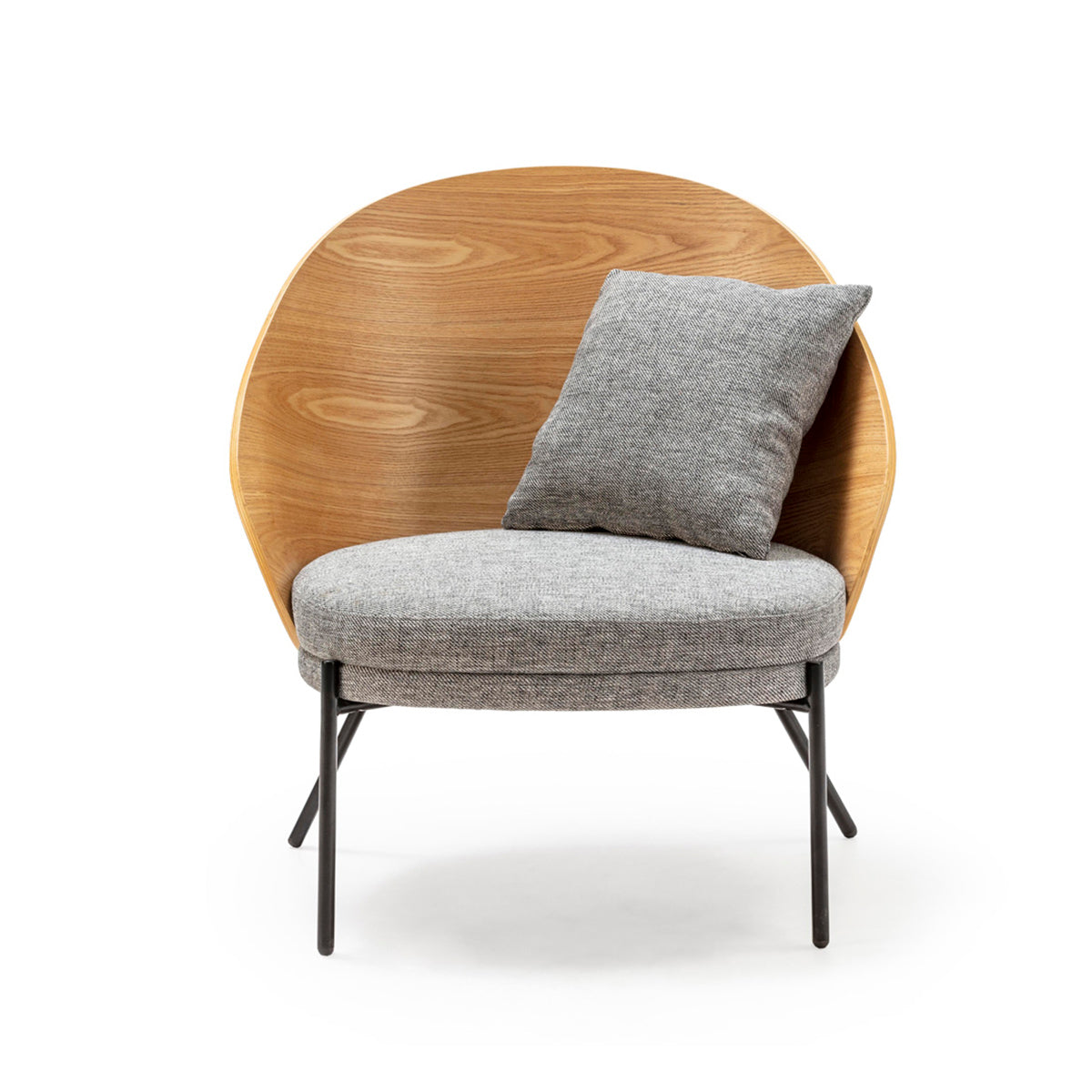 Fotoliu din Stofa Lemn de Fag Gri Natural Negru Thai Natura