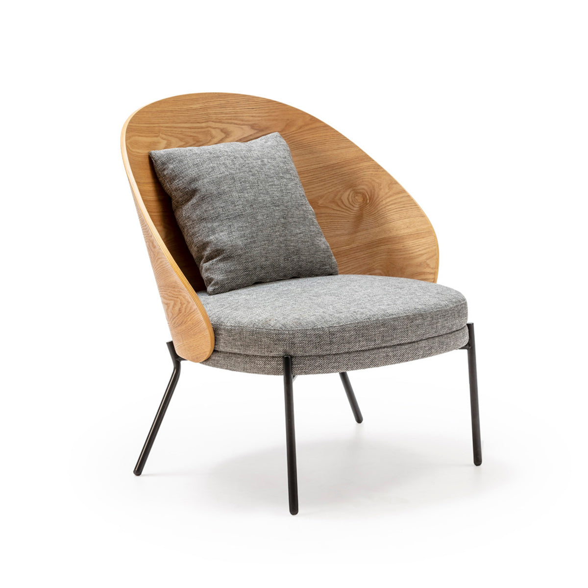 Fotoliu din Stofa Lemn de Fag Gri Natural Negru Thai Natura