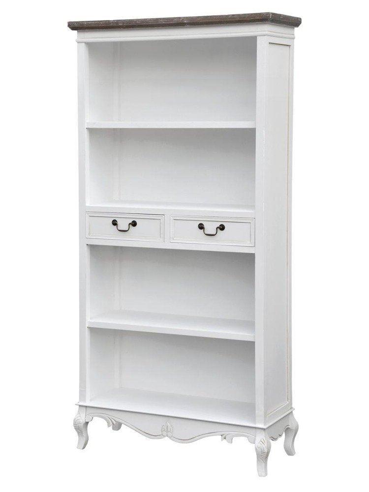 Biblioteca Provensala Alba cu Coronita si Manere Metalice Livin Hill