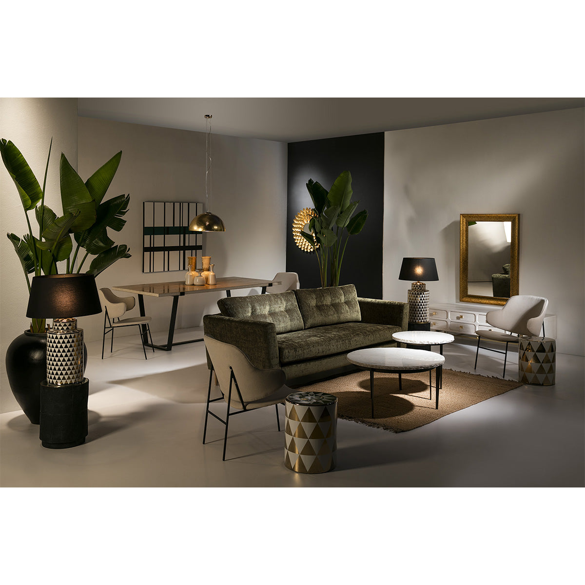 Comoda TV din Lemn Alb Metal Auriu Thai Natura