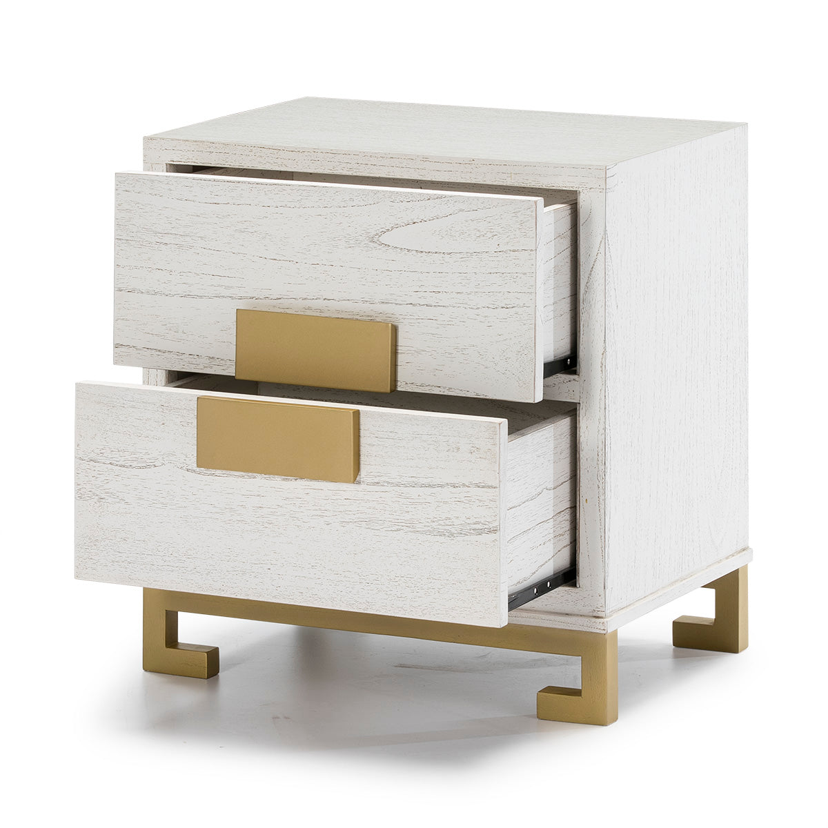 Noptiera din Lemn Alb cu Detalii Aurii Thai Natura