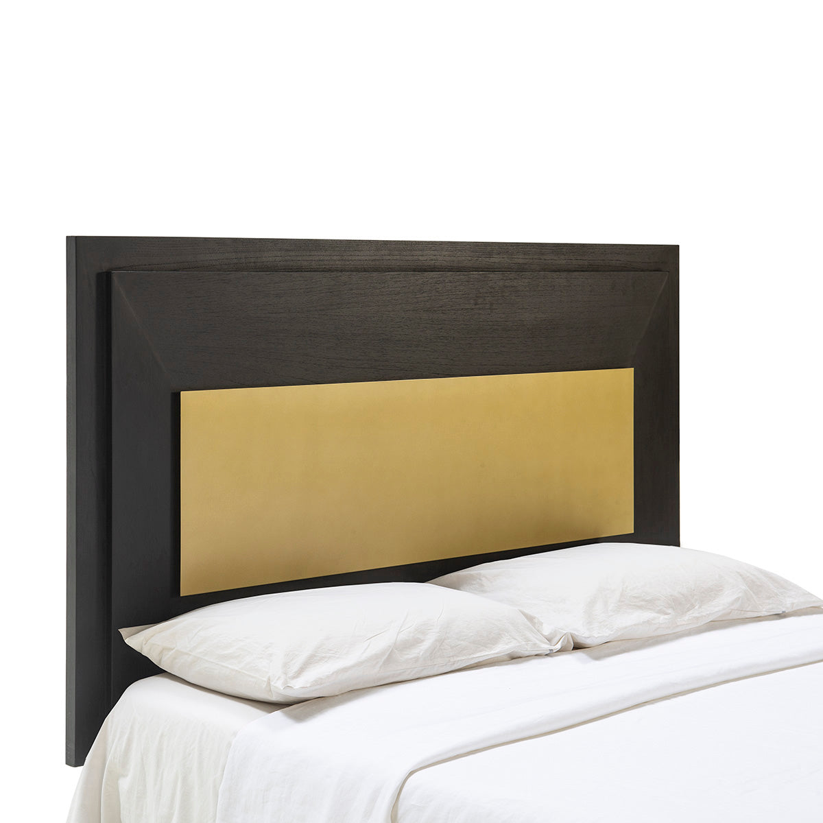 Tablie de Pat din Lemn Negru Metal Auriu Thai Natura