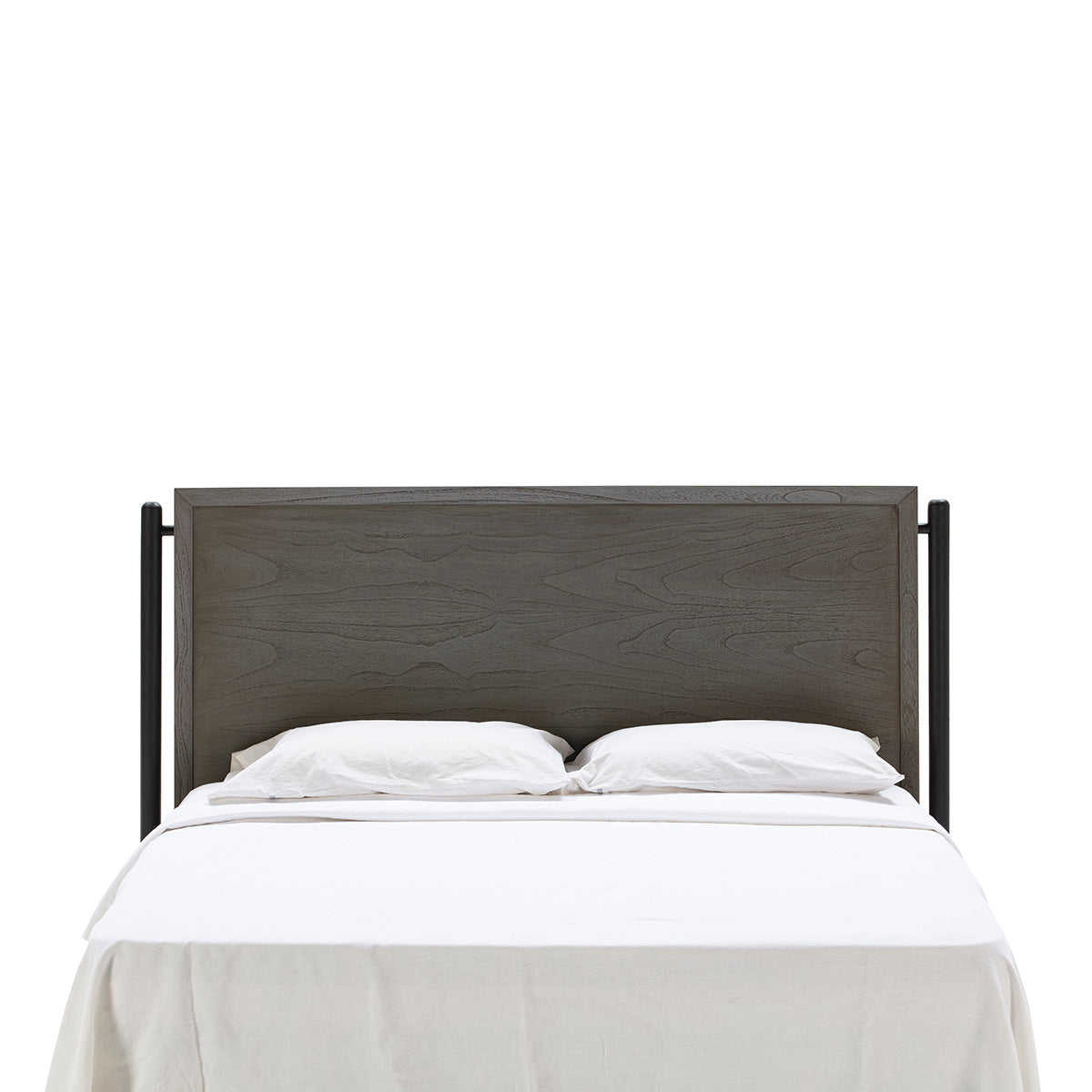 Tablie de Pat din Lemn cu Finisaj Gri Negru Metal Negru Thai Natura