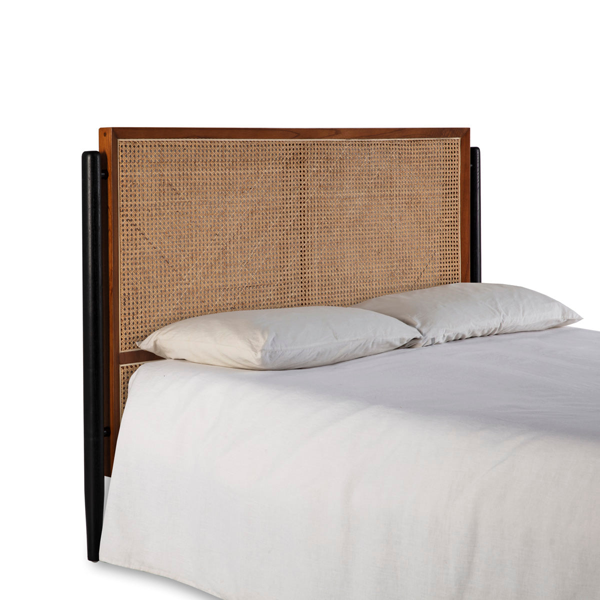 Tablie de Pat din Lemn Metal Ratan 160x110 Thai Natura