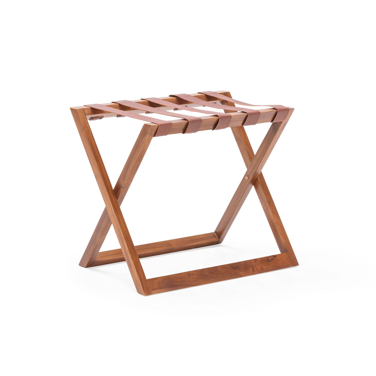 Suport Bagaje din Lemn de Tec cu Piele Thai Natura