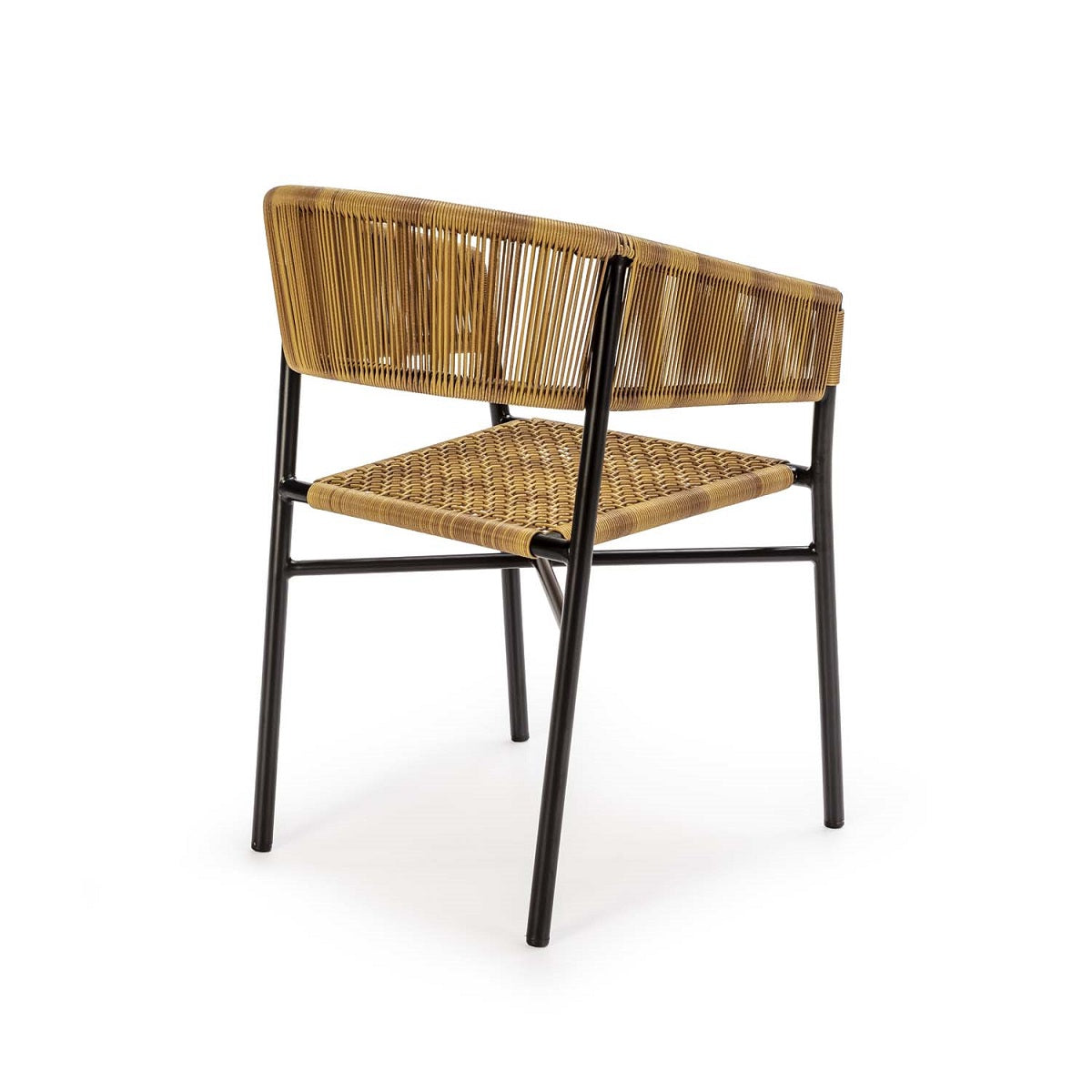 Scaun Modern Metal Negru Natural Thai Natura