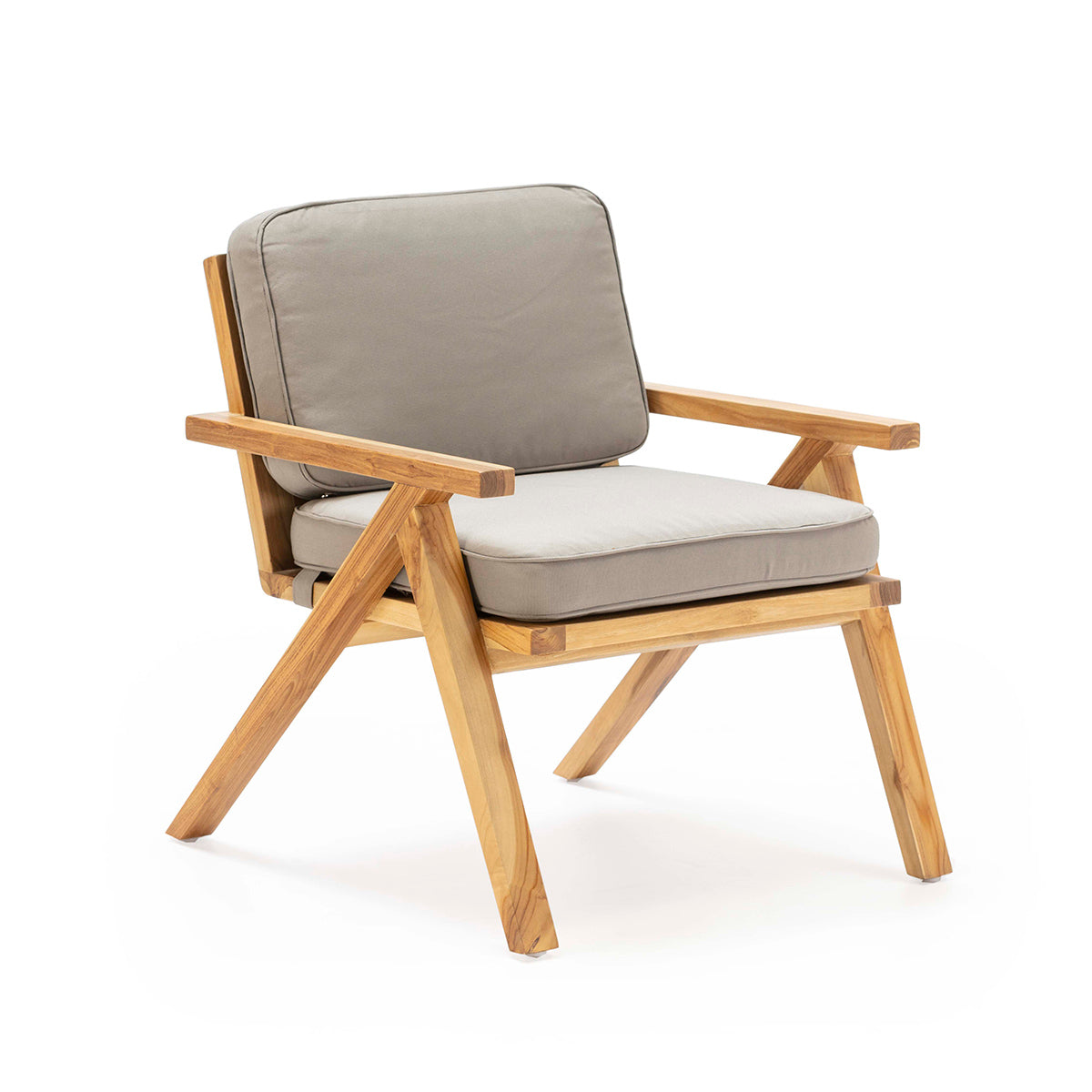 Scaun din Lemn de Tec cu Tapiterie din Stofa Naturala Thai Natura