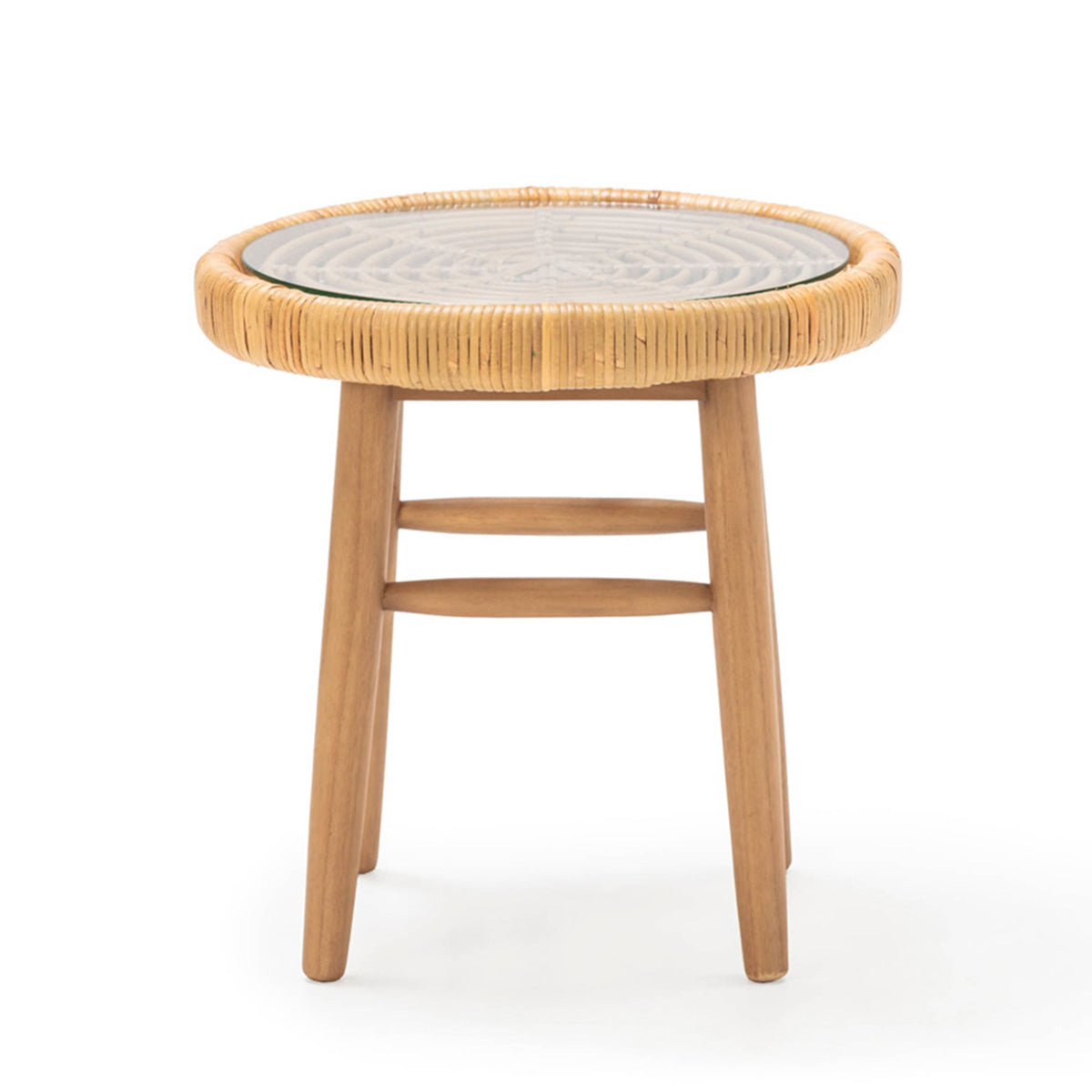 Masa Laterala din Lemn de Cedru Ratan Sticla Thai Natura