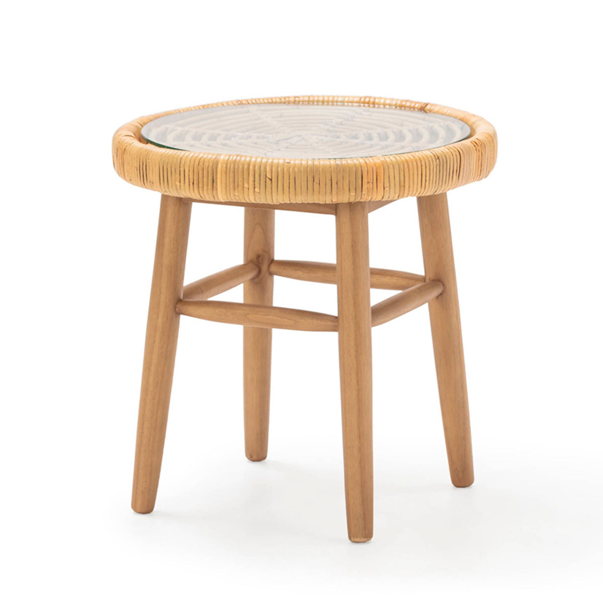 Masa Laterala din Lemn de Cedru Ratan Sticla Thai Natura