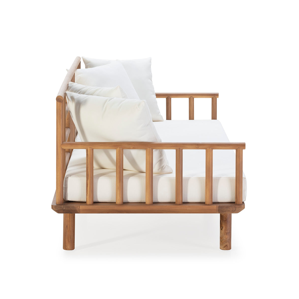 Canapea din Lemn de Tec Tapitata cu Material Textil Thai Natura