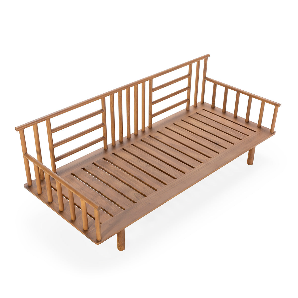 Canapea din Lemn de Tec Tapitata cu Material Textil Thai Natura