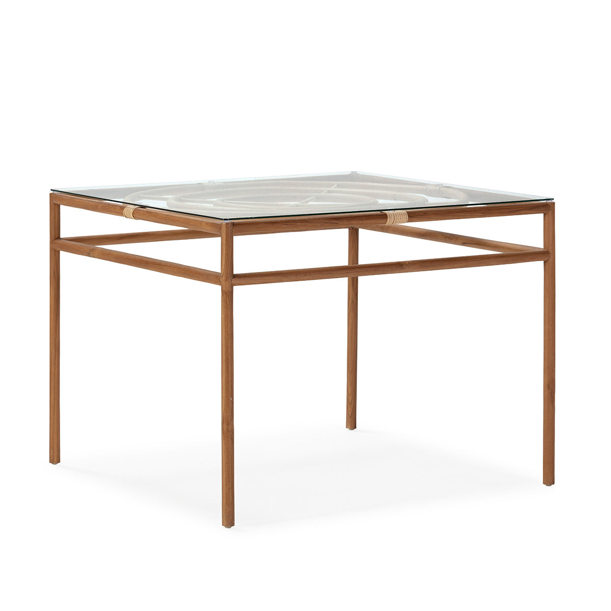 Masa de Dining din Lemn de Tec cu Sticla Securizata Thai Natura