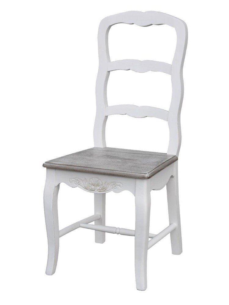 Scaun Alb cu Finisaj Patinat si Picioare Sculptate Livin Hill