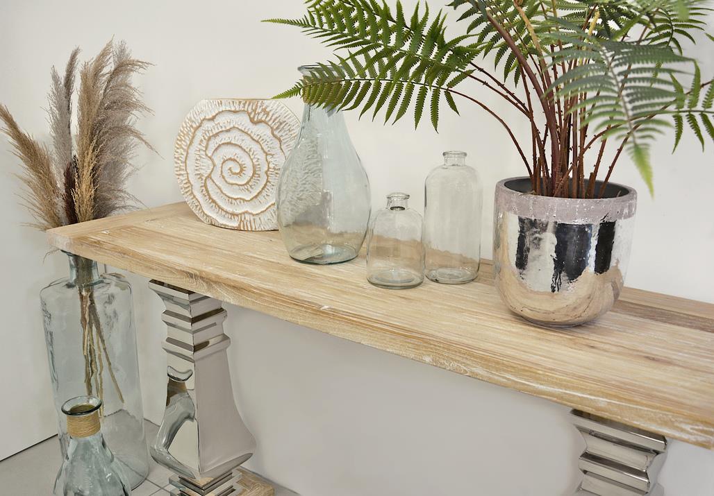 Consola din Lemn Reciclat cu Picioare din Otel Inoxidabil Livin Hill