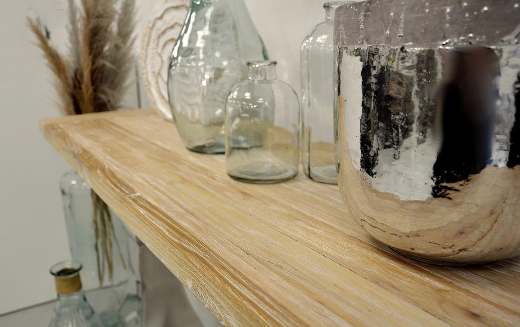 Consola din Lemn Reciclat cu Picioare din Otel Inoxidabil Livin Hill