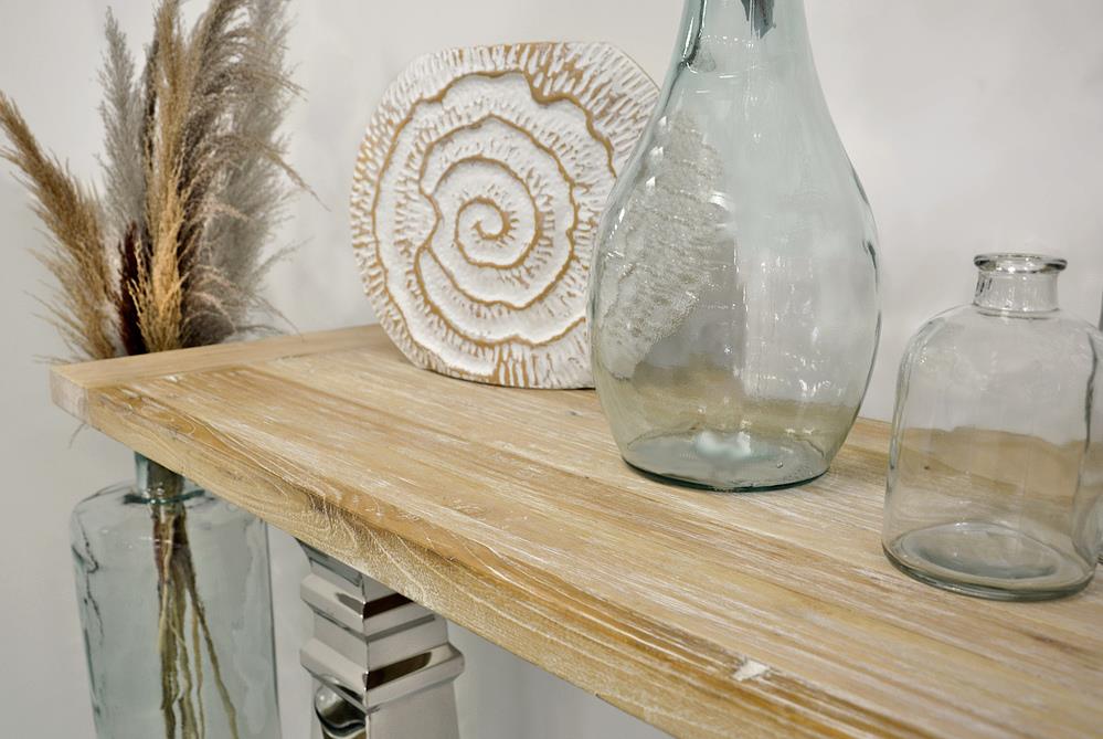 Consola din Lemn Reciclat cu Picioare din Otel Inoxidabil Livin Hill