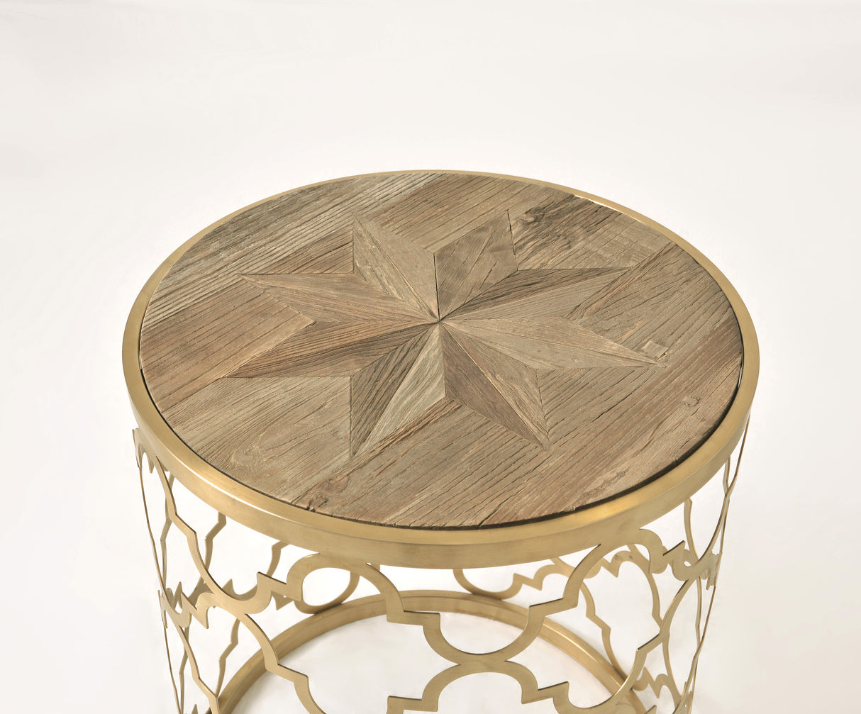 Masa de Cafea din Stejar cu Suport Metalic Glamour Livin Hill