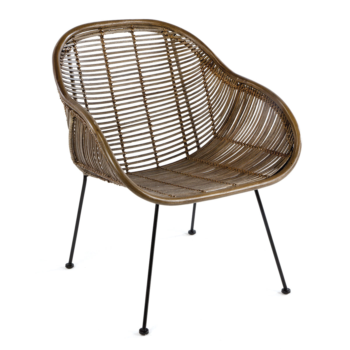 Scaun Aby Metal Ratan Maro Picioare Negre Thai Natura