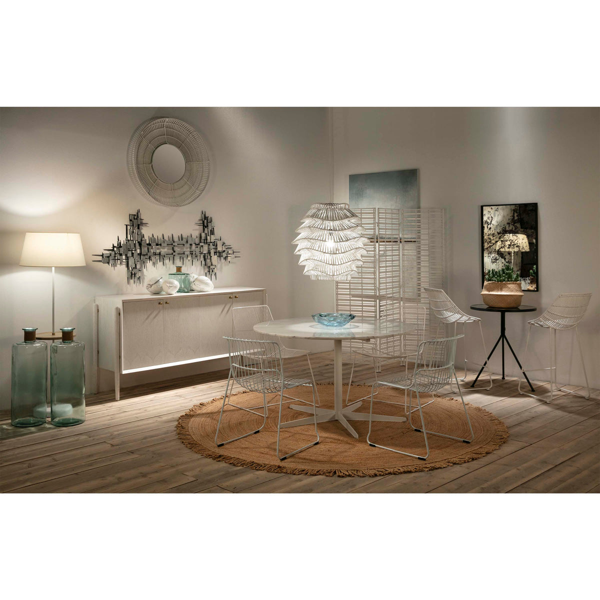 Scaun de Bar din Ratan Alb Modern Thai Natura