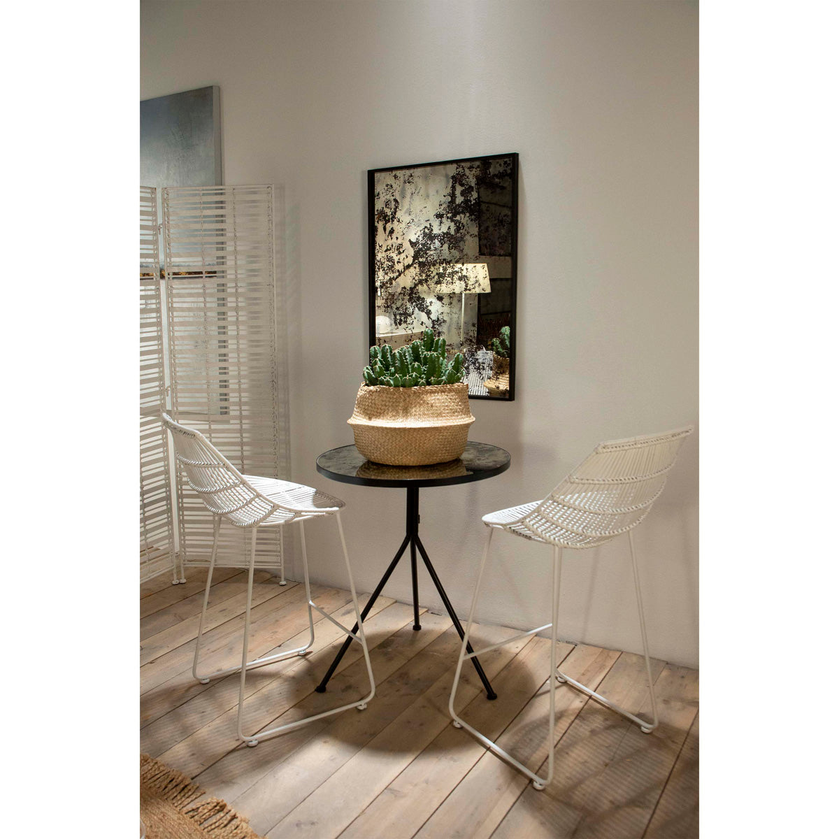 Scaun de Bar din Ratan Alb Modern Thai Natura