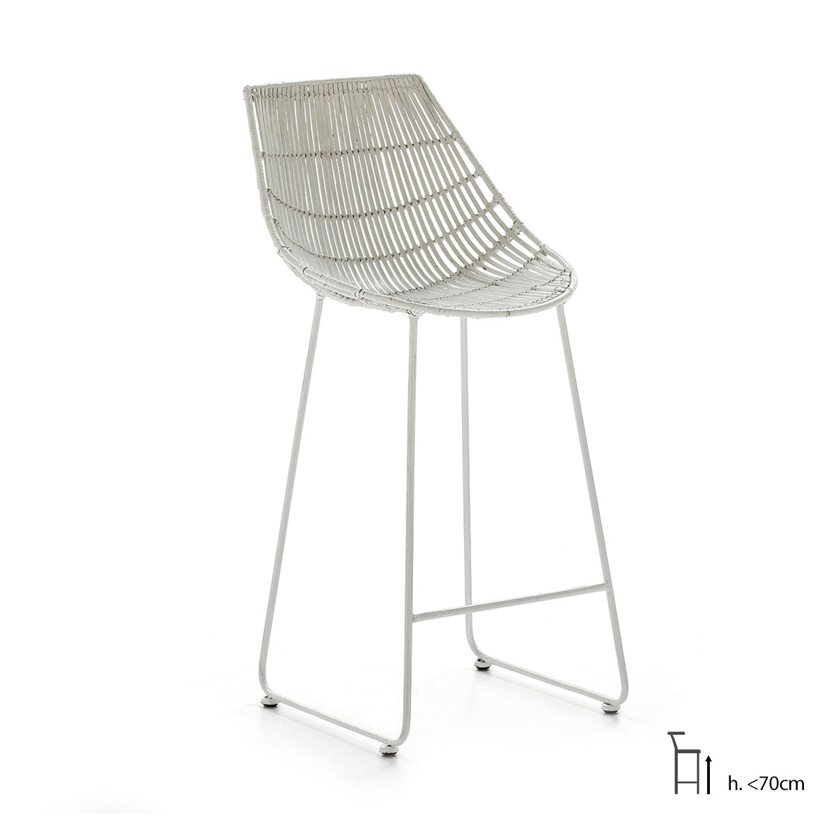 Scaun de Bar din Ratan Alb Modern Thai Natura