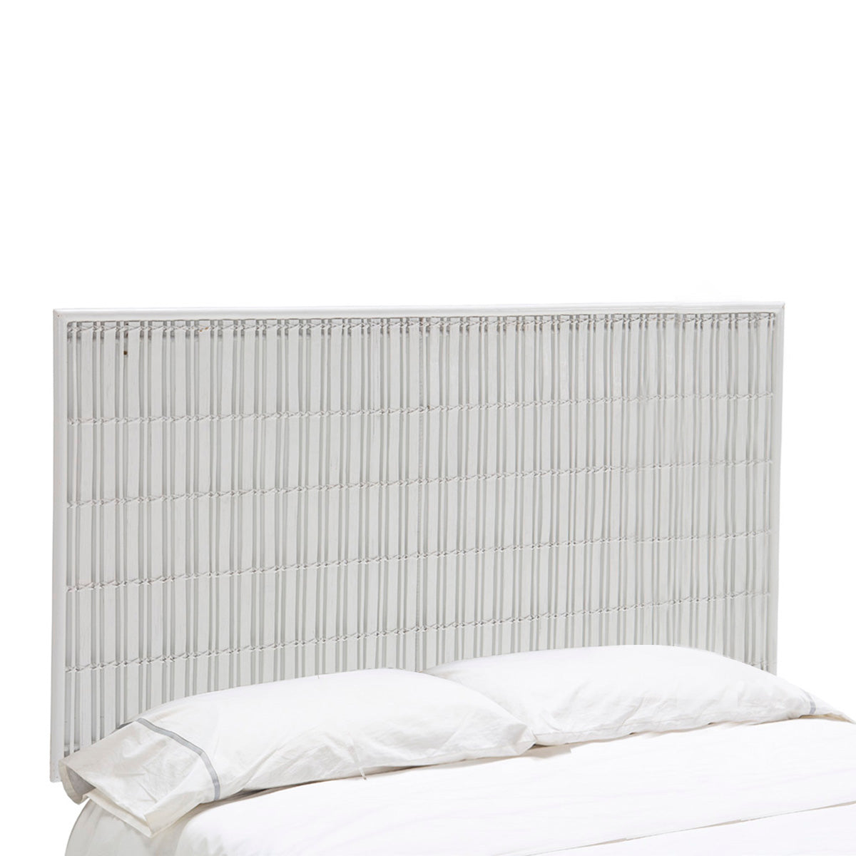 Tablie de Pat din Ratan Metal Alb 190x3x90 Thai Natura