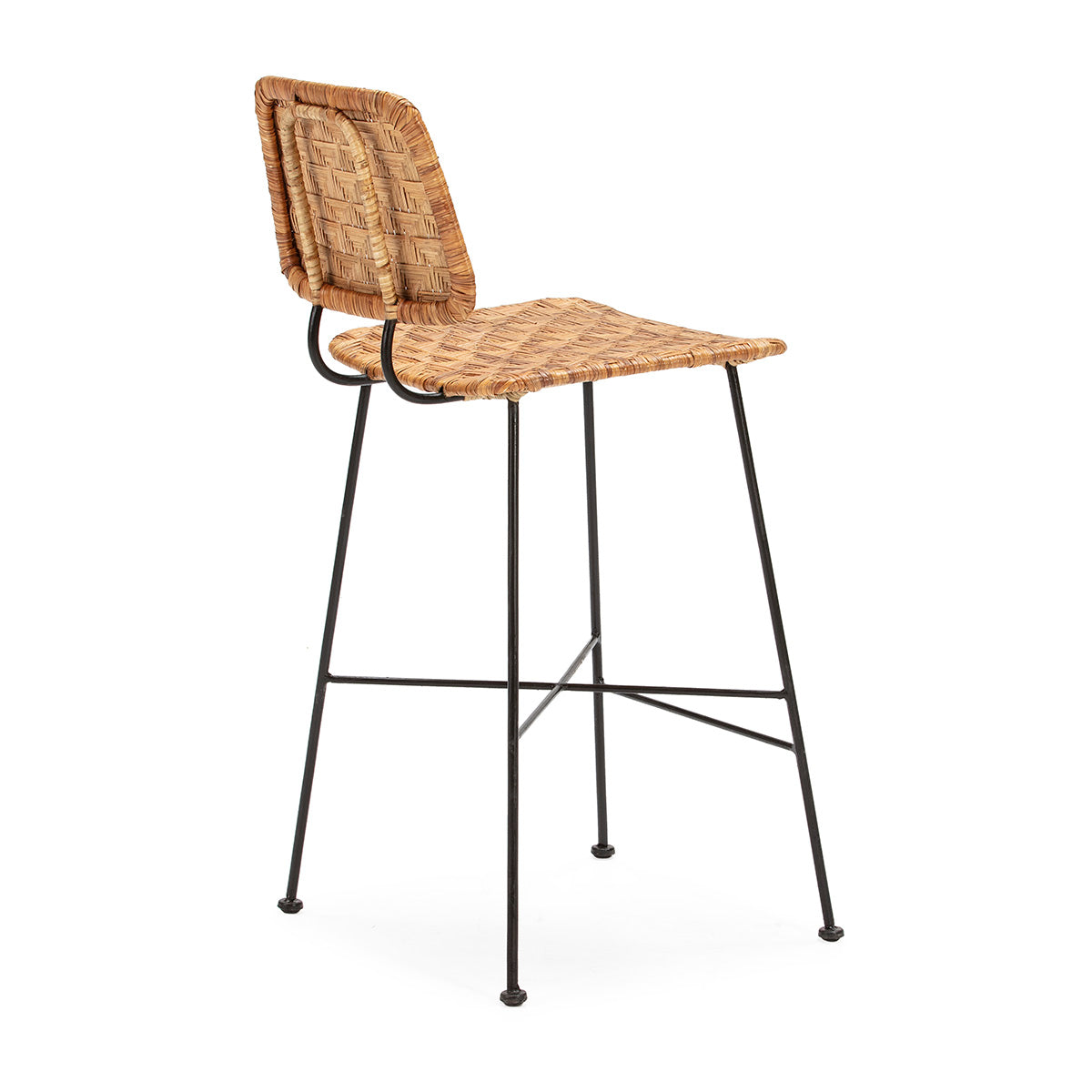 Scaun Bar din Metal Negru Nuiele Naturale Thai Natura