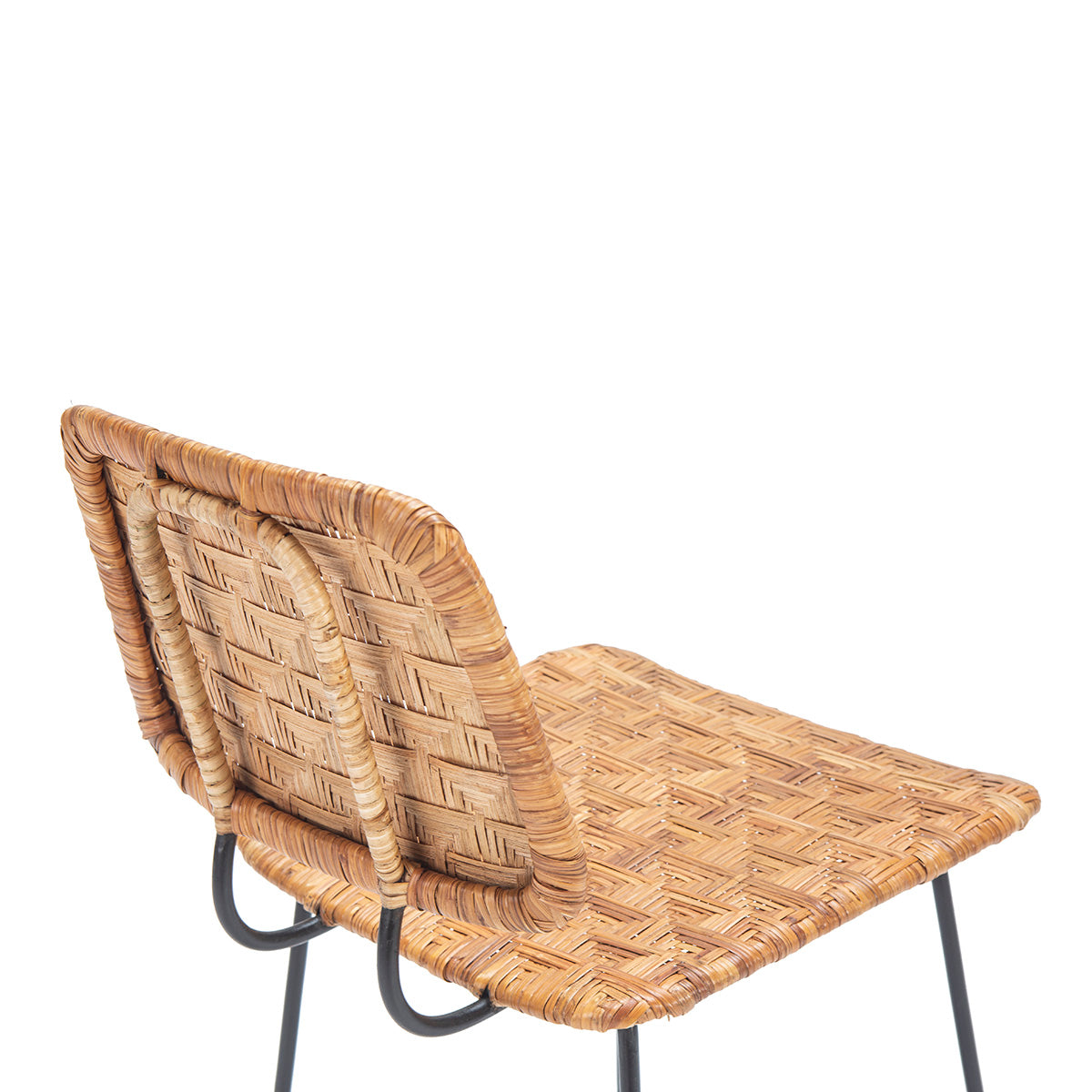 Scaun Bar din Metal Negru Nuiele Naturale Thai Natura