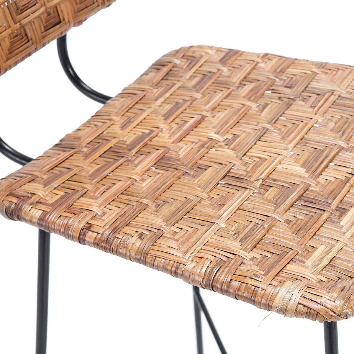 Scaun Bar din Metal Negru Nuiele Naturale Thai Natura