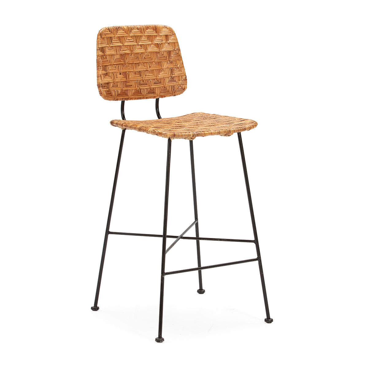 Scaun Bar din Metal Negru Nuiele Naturale Thai Natura