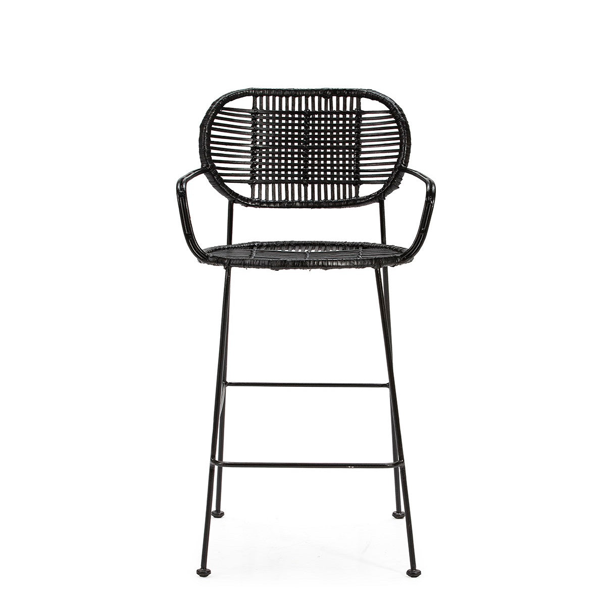 Scaun Bar Metal Negru Sezut din Rachita Neagra Thai Natura