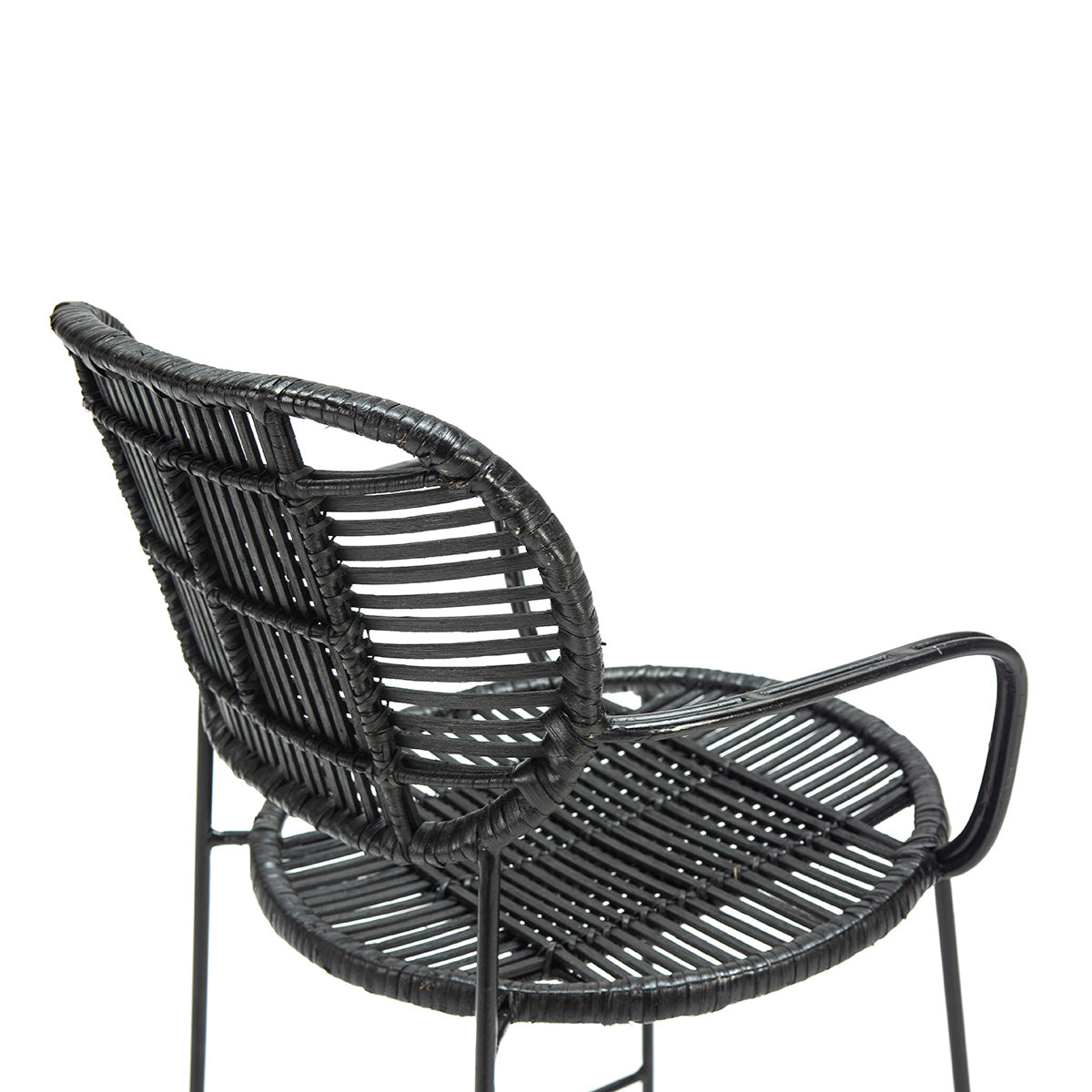 Scaun Bar Metal Negru Sezut din Rachita Neagra Thai Natura