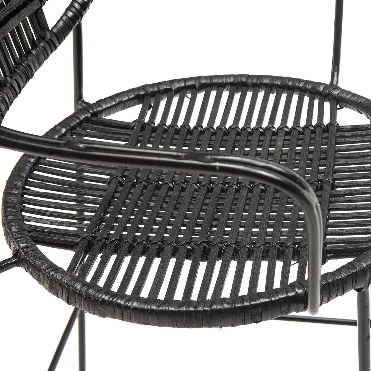 Scaun Bar Metal Negru Sezut din Rachita Neagra Thai Natura