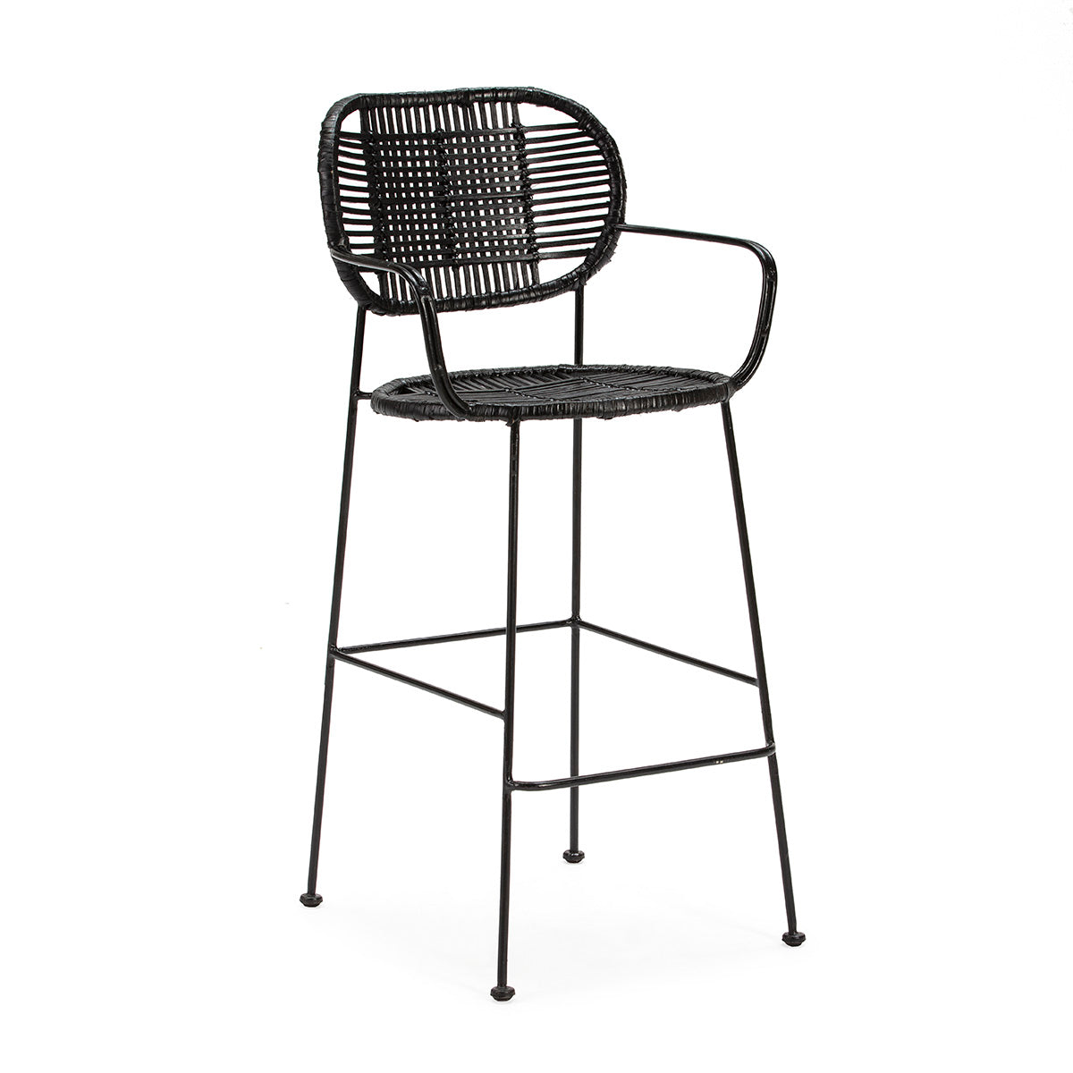 Scaun Bar Metal Negru Sezut din Rachita Neagra Thai Natura